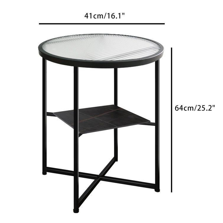 Latitude Run® Glass Top Cross Legs End Table Set Wayfair